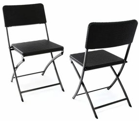Set de 2 scaune pliante polyrattan 80 x 40 cm