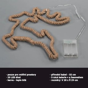 Decorațiune de Crăciun ren 28 x 29 cm, 20 LED-uri, alb cald