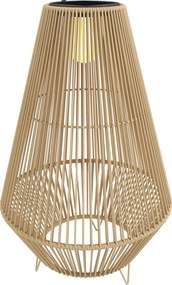 Outsunny Lampă Solară din Ratan, Lanternă de Grădină cu Aprindere/Oprire Automată, IP44, Impermeabilă și Decorativă, pentru Terasă, Verandă, Patio, 35x35x55 cm, Galben | Aosom Romania