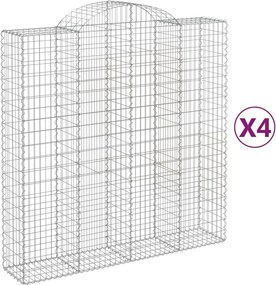 vidaXL Coșuri gabion arcuite, 4 buc 200x50x200/220 cm, fier galvanizat