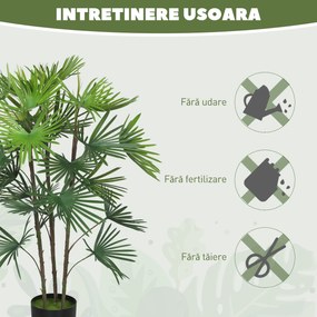 HOMCOM Plantă artificială de 90 cm din plastic verde cu ghiveci de Ø16.5x13.5 cm | Aosom Romania