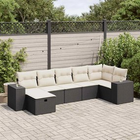 vidaXL Set canapele de grădină cu perne, 7 piese, negru, poliratan