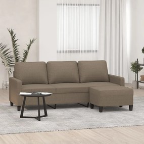 3153374 vidaXL Canapea cu 3 locuri și taburet, taupe, 180 cm, material textil