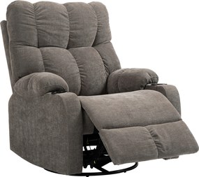 HOMCOM Fotoliu relax cu suport pentru picioare, fotoliu de odihnă, rotativ, până la 150 kg, cadru din oțel, 88x96x108cm, maro deschis | Aosom Romania