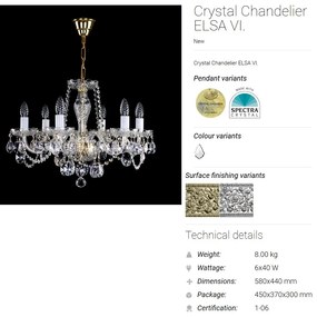 Candelabru elegant cu 6 brate Cristal Bohemia Exclusive ELSA VI. CE