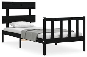 3193265 vidaXL Cadru de pat cu tăblie, negru, 100x200 cm, lemn masiv