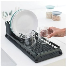 Uscator de vase Brabantia Sinkside 1000202, Tava de scurgere, Suport ustensile, Gri inchis