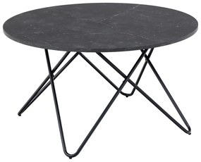 Măsuță de cafea neagră rotundă cu blat cu aspect de marmură ø 80 cm Wyre – Actona