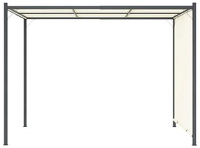 Pergola cu acoperis rabatabil, alb crem, 3 x 3 m, otel 1, Alb crem