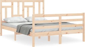 vidaXL Cadru de pat cu tăblie, dublu mic, lemn masiv