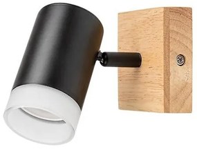 Aplica de perete lemn stil nordic cu 1 spot Toras