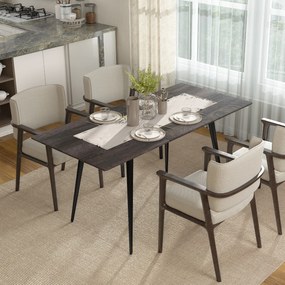HOMCOM Masă Extensibilă pentru Sufragerie, 6-8 Persoane, 120-160x75 cm, Blat Efect Lemn, Picioare din Oțel | Aosom Romania