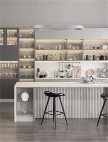Lustra LED design circular cu iluminat sus si jos ELOWEN argintiu, diametru 98cm