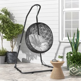 Outsunny Suport pentru fotoliu suspendat Cadru pentru fotoliu suspendat Suport pentru fotoliu suspendat, 133 cm x 116 cm x 195/230 cm, Negru | Aosom Romania