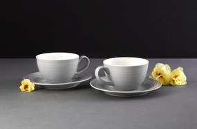 Set servire ceai sau cafea, 12 piese, 6 persoane, gri, Linea