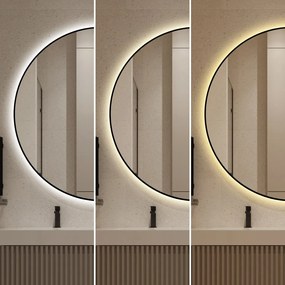 🪞 Oglindă LED cu Touch, Funcție Dezaburire și 3 Tipuri de Lumină – Ramă Negru Mat, 90 cm, Model J188-90 Smack