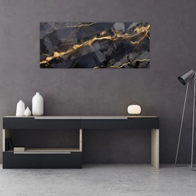 Tablou - Negru - decor auriu (120x50 cm)