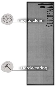 Covor de bucătărie / traversă Zala Living Cook &amp; Clean Cutlery, 50 x 150 cm, gri