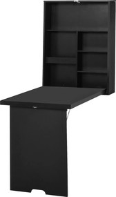 HOMCOM Masă pliantă de perete Birou de perete, incl. tablă de scris, 60 cm x 94,5 cm x 147 cm, Negru | Aosom Romania