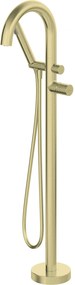 Baterie pentru cada freestanding, auriu periat, cu set de dus, Deante Silia Hexa Auriu