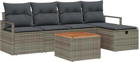 vidaXL Set de canapele pentru grădină cu pernă 6 pcs Gri poliratan