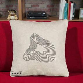 Perna Decorativa Abstract Linii Organice, 40x40 cm, Bej Canapea, Husa Detasabila, Perna Inclusa, BEKZ®