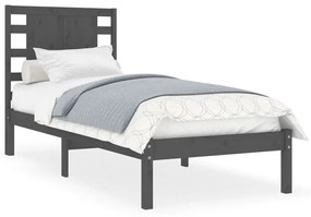 3104185 vidaXL Cadru de pat single, gri, 90x190 cm, lemn masiv
