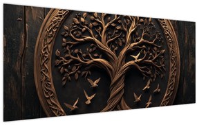 Tablou – Arborele vieții din lemn (120x50 cm)
