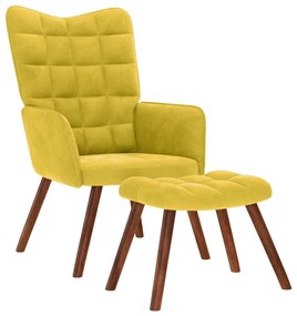 vidaXL Scaun de relaxare cu scaun catifea galbenă