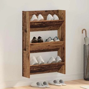 vidaXL Dulapuri pentru pantofi de perete Lemn vechi 60 x 18 x 60 cm