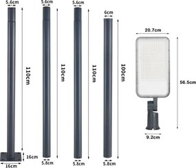Brilagi-LED Lampă de exterior cu stâlp și braț de 4 m URBANLIGHT LED/200W/230V antracit IP65