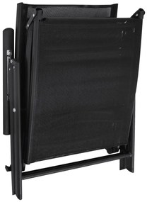 Sezlong de plaja pliabil, negru, aluminiu