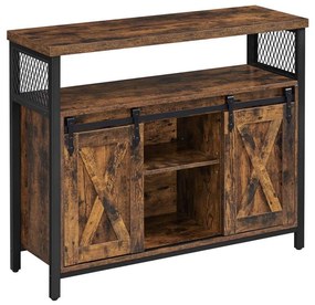 Comodă cu uși glisante FIRA maro/negru