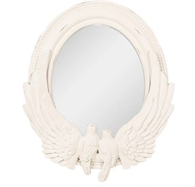 Oglinda de perete, alba, cu porumbei decorativi, 50x5x60 cm, Wings