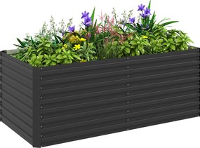 Outsunny Jardinieră ridicată galvanizată dreptunghiulară pentru exterior - fund deschis - 160 x 80 x 60 cm, gri | Aosom Romania