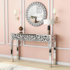 MAOG205 - Masa toaleta oglinda, masuta consola, 120 cm, cosmetica machiaj, vanity birou, Argintiu