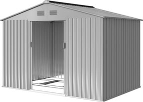 Outsunny Șopron de Grădină Exterior 4,9 m² 277x195x192 cm cu Ușă Culisantă Ventilație și Kit de Fundație Gri | Aosom Romania