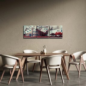 Tablou - construcție arhitectonică (cu ceas) (90x30 cm)