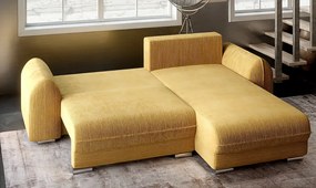 Colțar extensibil dumonde cu ladă de depozitare si sezut confortabil din spuma high-density, Denver Zoom Mustar 275x185 cm II