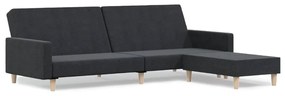 3080478 vidaXL Canapea extensibilă cu taburet, cu 2 locuri, gri închis, textil