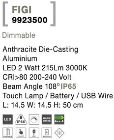 Lampa LED portabila pentru iluminat exterior IP65 FIGI H-50cm