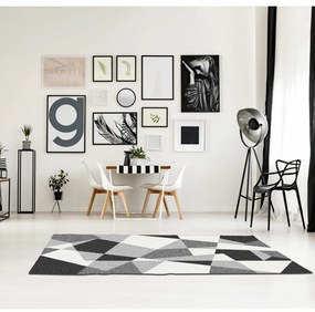 Covor, negru gri alb, 57x90, SANAR