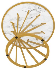 Masă rotundă de dining, Alb+Auriu | Aosom Romania