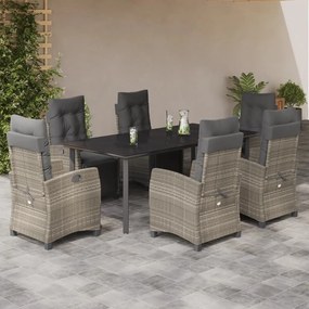 vidaXL Set mobilier de grădină cu perne, 7 piese gri deschis poliratan