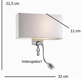 Aplica de perete cu cu reader LED HOTEL AP2 BIANCO 035949