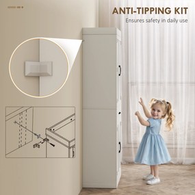 HOMCOM Dulap de bucătărie în stil country cu 2 dulapuri, 6 rafturi și un sertar, din lemn, 76x39,5x183,5 cm, alb | Aosom Romania