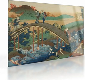 Tablou pe sticlă - Katsushika Hokusai, Ariwara no Narihirafrom the series One Hundred, Poems Explained by the Nurse (Hyakunin isshu uba ga etoki), rep (70x50 cm)