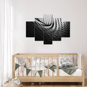 Tablou abstract - spirală alb neagră (150x105 cm)
