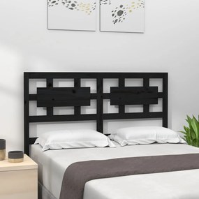 vidaXL Tăblie de pat, negru, 125,5x4x100 cm, lemn masiv de pin
