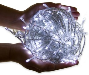 Iluminat 100 LED de Crăciun - 10 m, alb rece, pe baterii